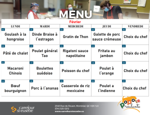 Menu popote roulante carrefour