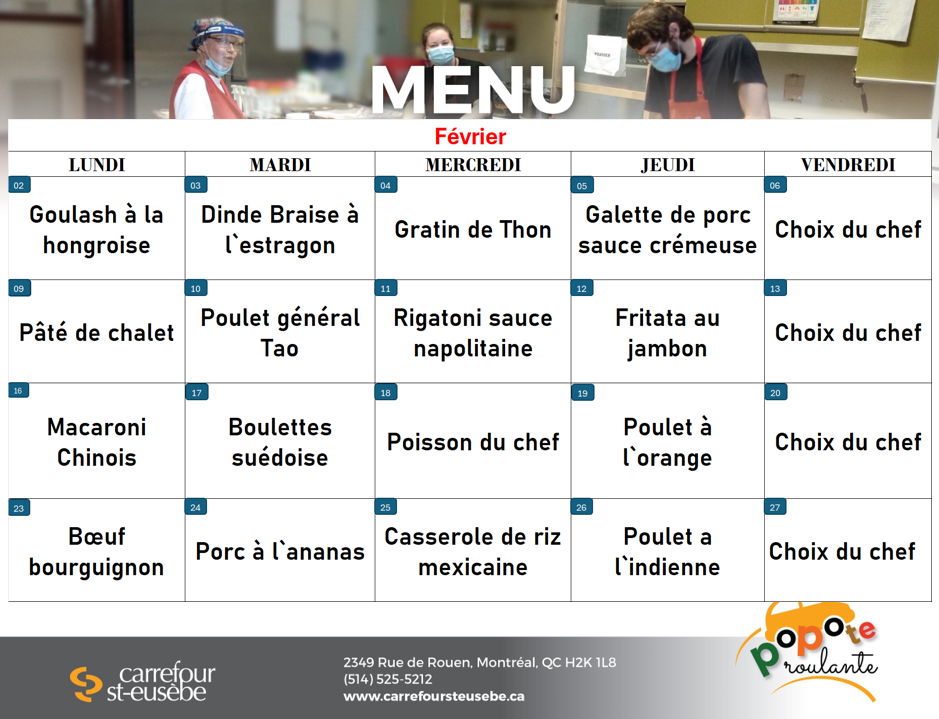 Menu popote roulante carrefour